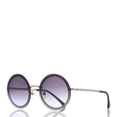 chanel round sunglasses with chain.